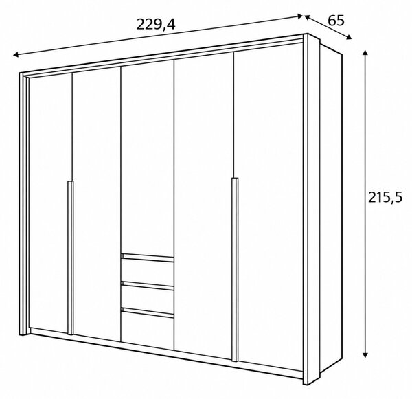 ŠATNÍKOVÁ SKRIŇA VALLEN DUB CRAFT + BIELA LED 229 cm
