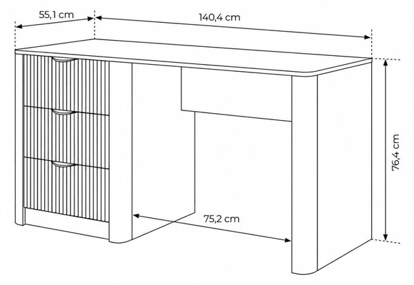 PISACÍ STÔL TREVISO KAŠMÍR 140 cm