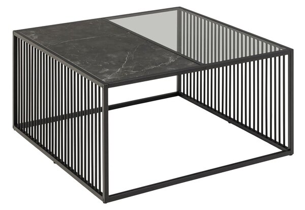 Čierny konferenčný stolík so sklenenou doskou 80x80 cm Strington – Actona