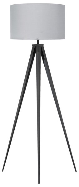 Stojaca lampa sivá čierna statívový kovový podstavec trojnožka 156 cm látkové tienidlo moderný industriálny štýl obývačka spálňa