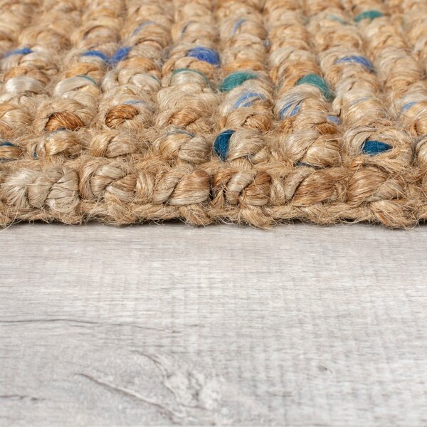 Ručne tkaný jutový behúň v modro-prírodnej farbe 60x300 cm Jute Boucle Blue – Flair Rugs
