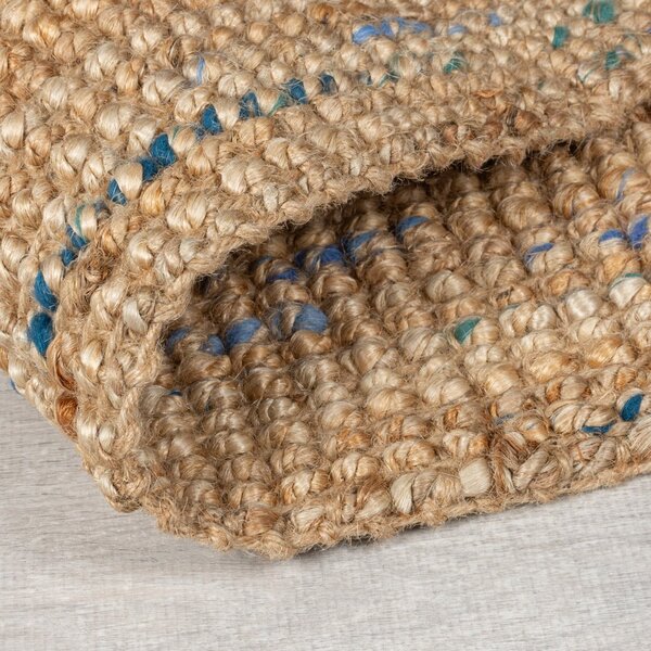 Ručne tkaný jutový behúň v modro-prírodnej farbe 60x300 cm Jute Boucle Blue – Flair Rugs