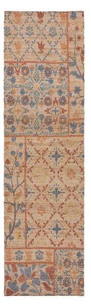Ručne tkaný behúň s prímesou juty v prírodnej farbe 60x230 cm Taylor Patchwork – Flair Rugs