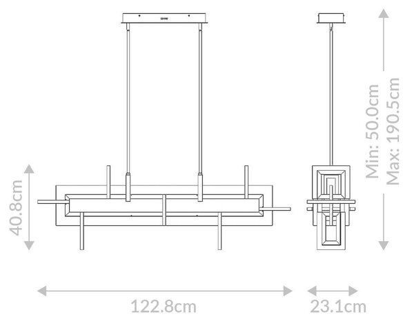 ZÁVESNÉ LED SVIETIDLO, 50/122,8/23,1 cm Elstead Lighting - Interiérové svietidlá