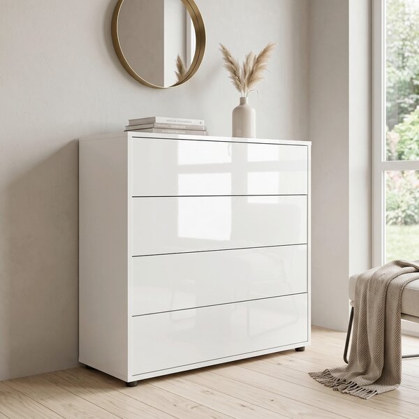 KOMODA, biela, biela s vysokým leskom, 79/73/33 cm MID.YOU - Komody, Online Only