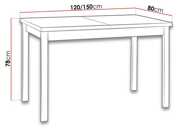 Rozkladací kuchynský stôl 120x80 cm ELISEK 1 - biely / čierny