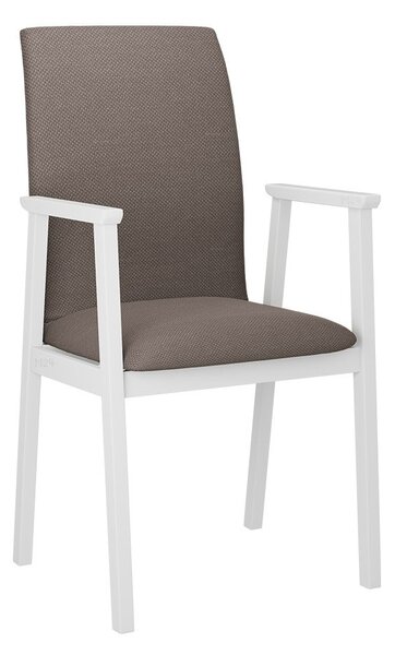 Čalúnená jedálenská stolička s podrúčkami NASU 1 - biela / hnedá 1