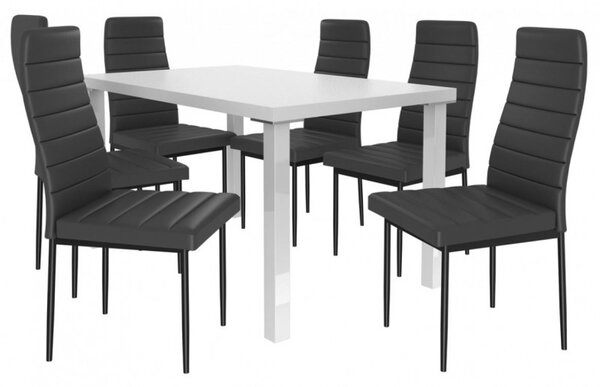 Jedálenský stôl so stoličkami 6 + 1 Sisa max 02 Bílá - Černá