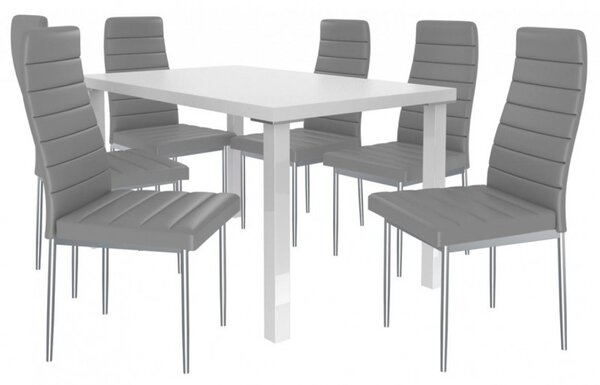 Jedálenský stôl so stoličkami 6 + 1 Sisa max 07 Bílá - Šedá