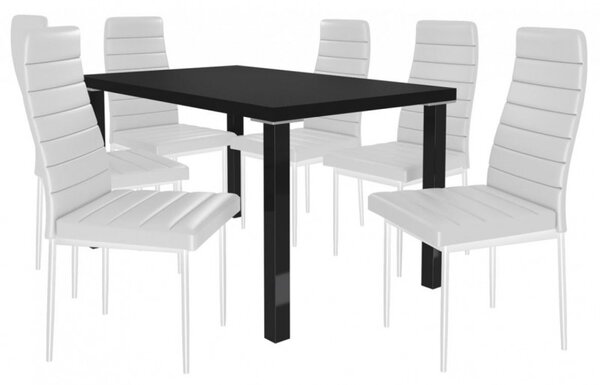 Jedálenský stôl so stoličkami 6 + 1 Sisa max 09 Černo - Bílá