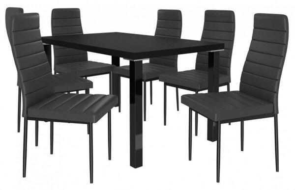 Jedálenský stôl so stoličkami 6 + 1 Sisa max 10 Černá - Černá