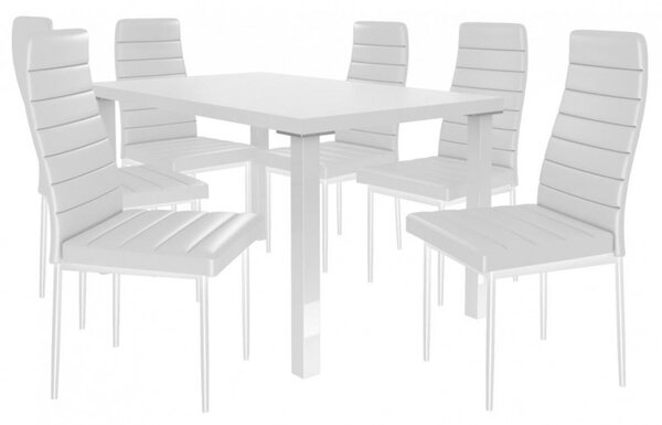 Jedálenský stôl so stoličkami 6 + 1 Sisa max 01 Bílá - Bílá