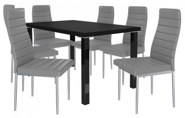 Jedálenský stôl so stoličkami 6 + 1 Sisa max 12 Černá - Šedá
