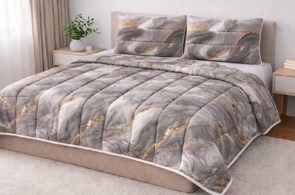 INTERMEDIC SK Celoročný set paplón + vankúš Mramor z mikrovlákna 140x200/70x90 cm