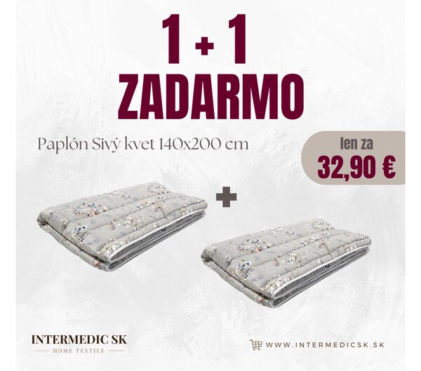 Paplón Sivé kvety 140x200 cm – akcia 1+1 zadarmo