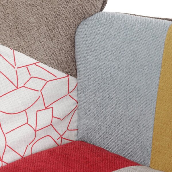 Relaxačné kreslo ušiak s taburetom, viacfarebné patchwork, látka (a-305B patchwork)