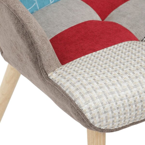 Relaxačné kreslo ušiak s taburetom, viacfarebné patchwork, látka (a-305B patchwork)