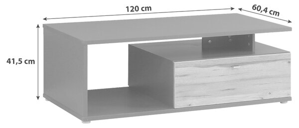 KONFERENČNÝ STOLÍK, farba duba, tmavosivá, kov, plast, kompozitné drevo, 120/59/40 cm MID.YOU - Stolíky do obývačky, Online Only