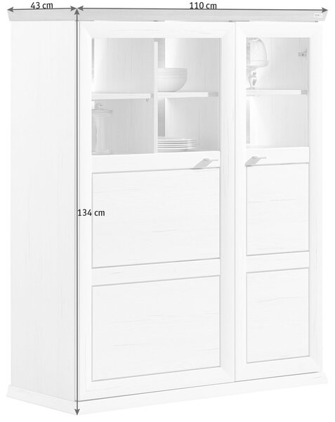 VYSOKÁ KOMODA, sivá, biela, 110,2/134,3/43 cm Hom`in - Komody