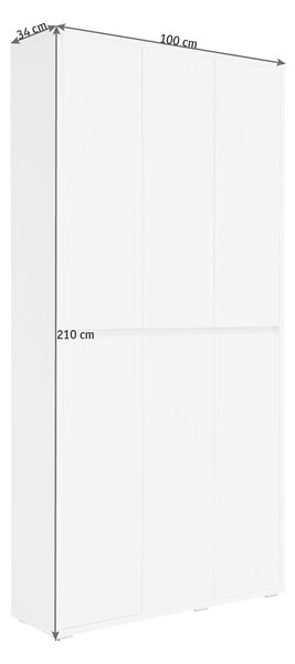 SKRINKA NA TOPÁNKY, biela, 100/210/34 cm Xora - Skrine, regály & police na topánky