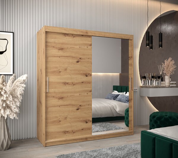 NovýNábytok.sk Šatníková skriňa 180 cm Toki 2 (Dub artisan + Dub artisan). Vlastná spoľahlivá doprava až k Vám domov. 1065009