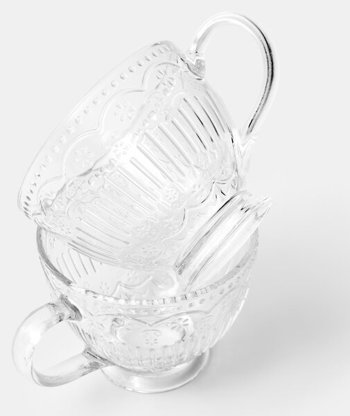 Sinsay - Sklenené šálky s reliéfnym vzorom 2 pack - clear