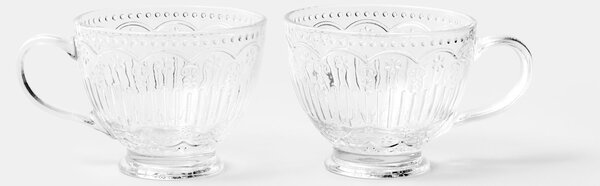 Sinsay - Sklenené šálky s reliéfnym vzorom 2 pack - clear