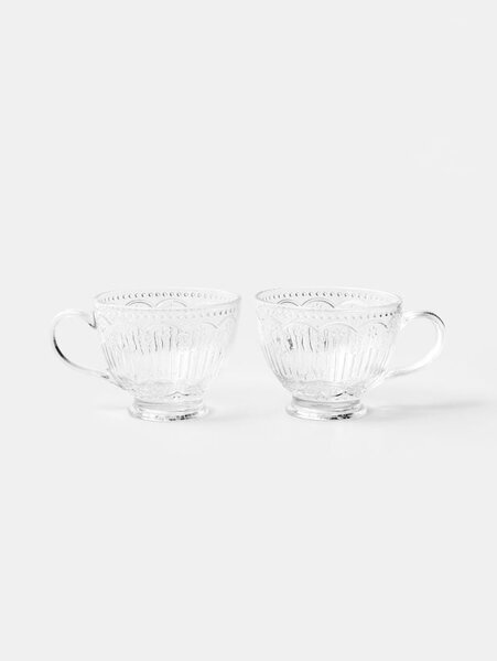 Sinsay - Sklenené šálky s reliéfnym vzorom 2 pack - clear