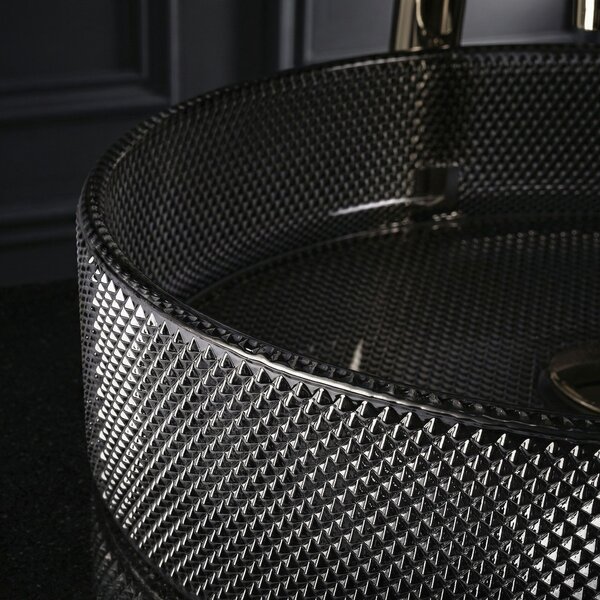 Rea Mirella Black, umývadlo na dosku 495x380x125 mm, dymové sklo-čierna, REA-U3524
