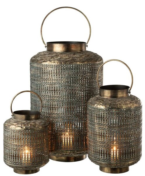 Bronzový antik kovový lampáš s patinou Cylli - Ø 30*45 cm - J-Line by Jolipa
