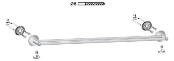 BISK Erga FOR YOU, 1-radový držiak na uteráky 600mm, čierna matná, ERG-08259