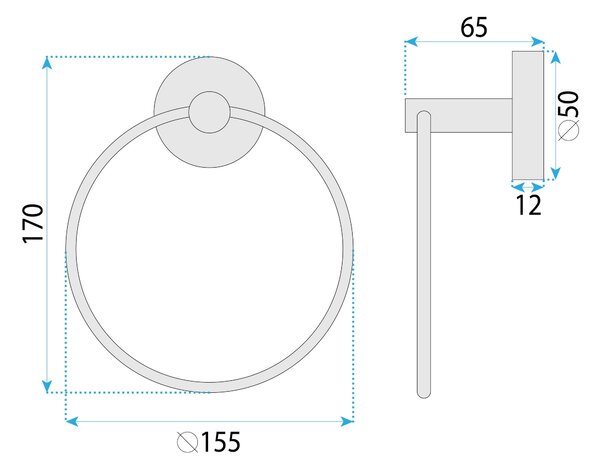 Rea Modern, prsteňový vešiak na uterák, Ring 6610, medená matná, REA-98047