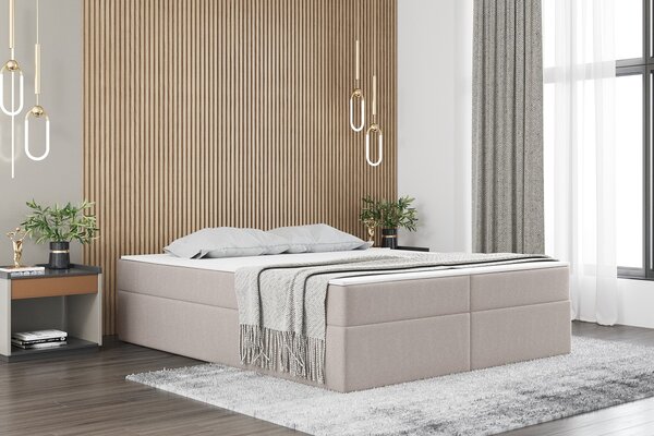 Čalúnená manželská posteľ UZMA - 180x200, krémová