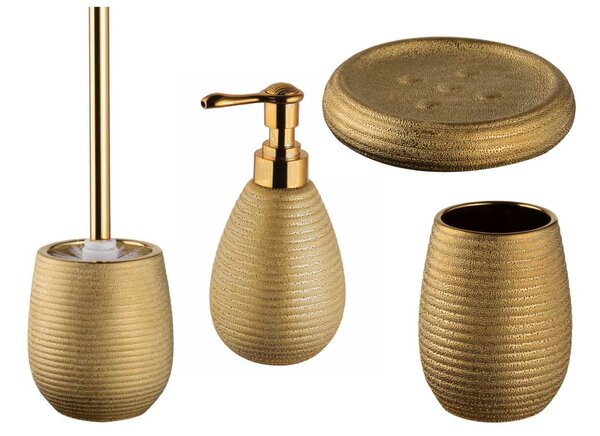 BISK Erga Gold, toaletná WC kefa na postavenie, zlatá štruktúrovaná, ERG-06305