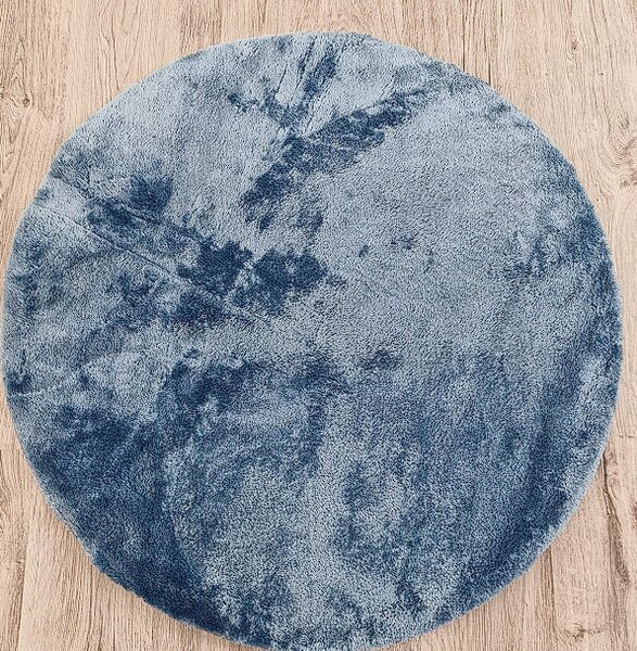Okrúhly modrý koberec Plush Deluxe – plyšový vlas 30 mm Rozmer: 120x120 cm