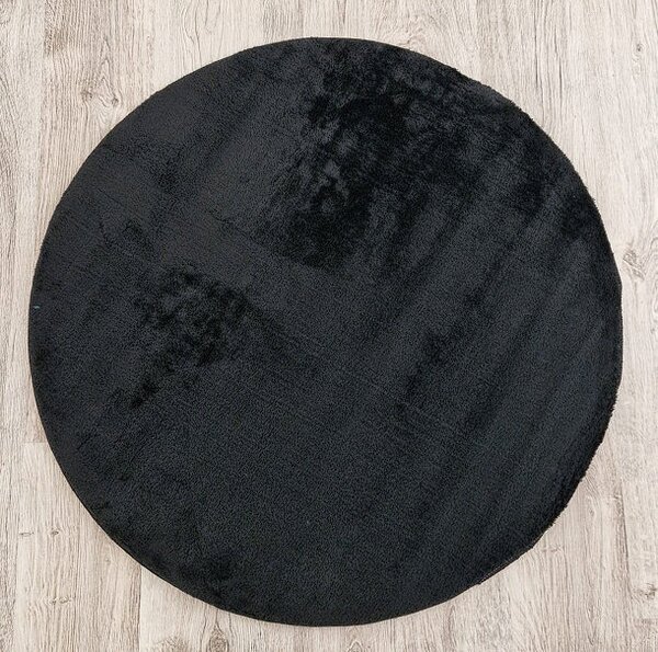 Okrúhly čierny koberec s vysokým vlasom Plush Deluxe Rozmer: 60x60 cm