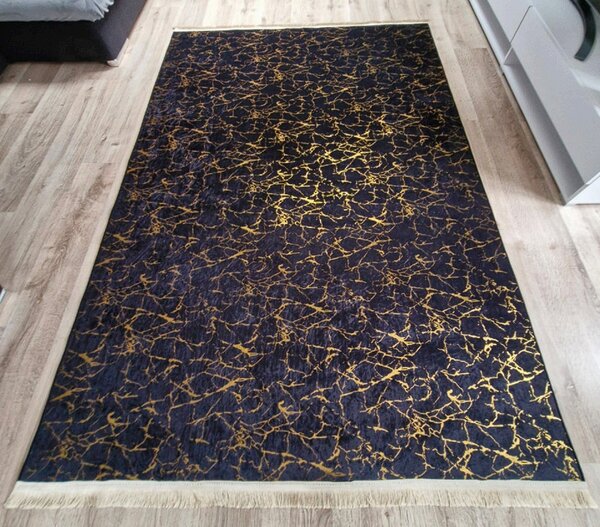 Moderný koberec Parys v čierno-zlatom prevedení | nízky vlas Rozmer: 50x80 cm