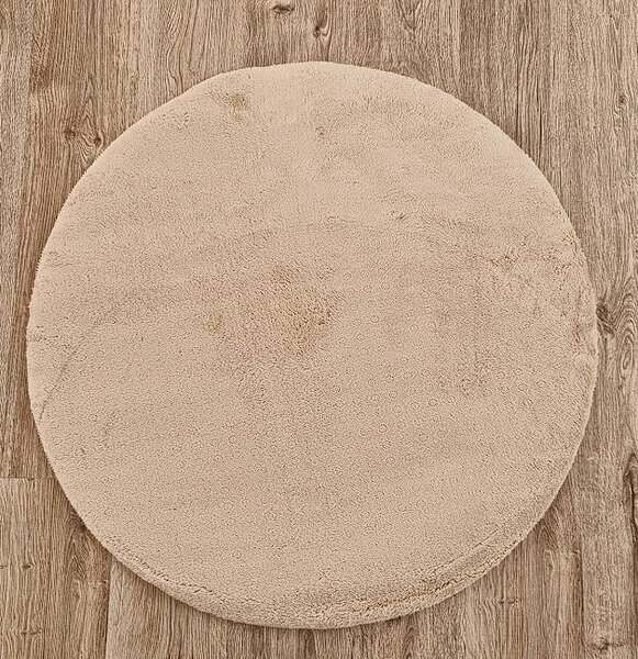Okrúhly béžový koberec s vysokým vlasom Plush Deluxe Rozmer: 60x60 cm