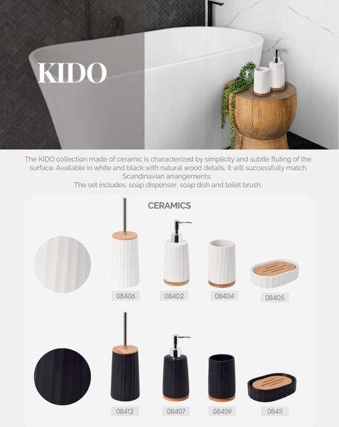 BISK Erga Kido, toaletná WC kefa na postavenie, biela-hnedá, ERG-08406
