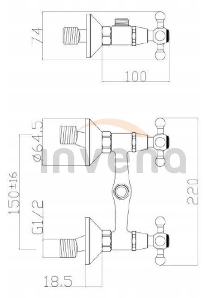 Invena Roma, sprchová batéria s ručnou sprchovou sadou, chrómová, INV-BN-21-00S-L