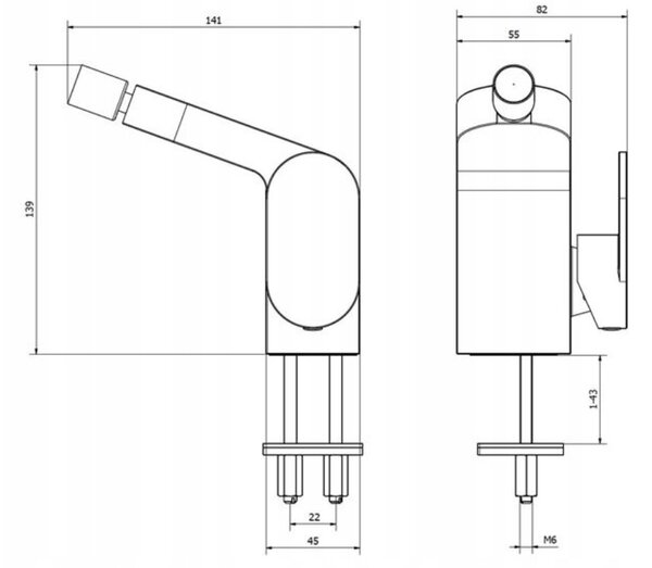 BISK Erga Futura, bidetová batéria, chrómová, ERG-03005