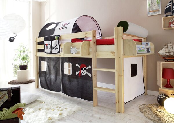 VYVÝŠENÁ POSTEĽ, 90/200 cm čierna, biela, farba borovice MID.YOU - Detské izby, Online Only