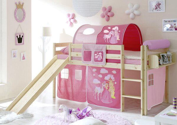 POSTEĽ S PRIESTOROM NA HRU, 90/200 cm farba borovice, pink MID.YOU - Detské izby, Online Only