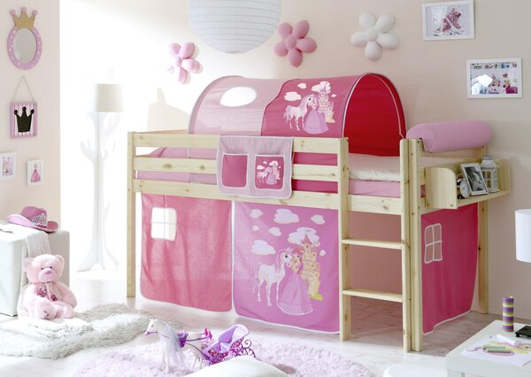 VYVÝŠENÁ POSTEĽ, 90/200 cm prírodná farba, biela, pink MID.YOU - Detské izby, Online Only
