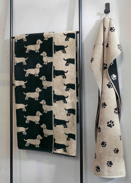 UTERÁK NA RUKY, 50/100 cm, čierna, béžová Cawoe - Kúpeľňový textil