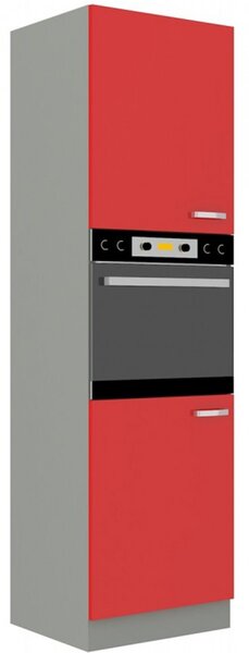 Vysoká kuchynská skriňa na vstavanú rúru 60x210 cm 04 - HULK - Červená lesklá