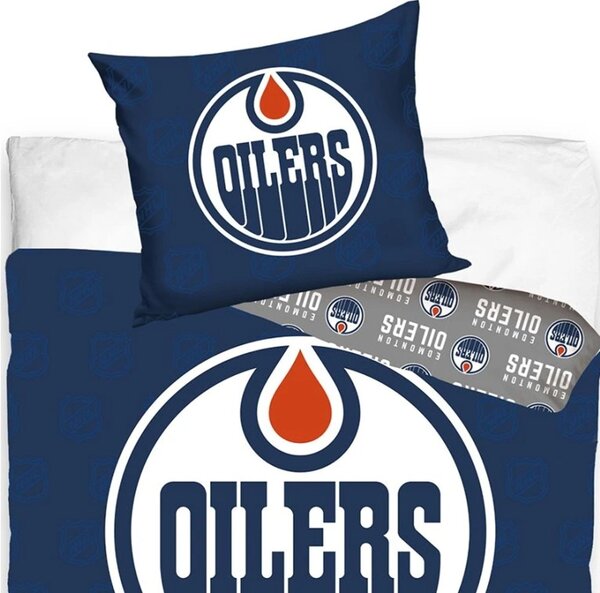 Hokejové posteľné obliečky NHL Edmonton Oilers - motív Shields - 100% bavlna renforcé - 70 x 90 cm + 140 x 200 cm