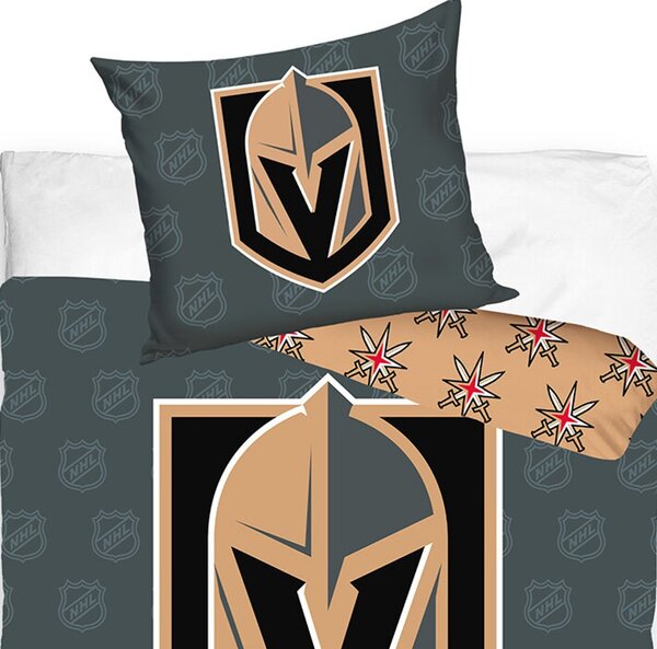 Hokejové posteľné obliečky NHL Vegas Golden Knights - motív Shields - 100% bavlna renforcé - 70 x 90 cm + 140 x 200 cm