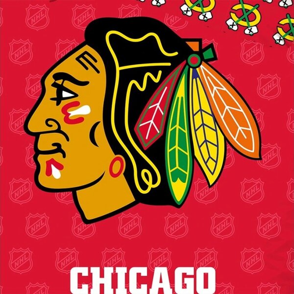 Hokejové posteľné obliečky NHL Chicago Blackhawks - motív Shields - 100% bavlna renforcé - 70 x 90 cm + 140 x 200 cm