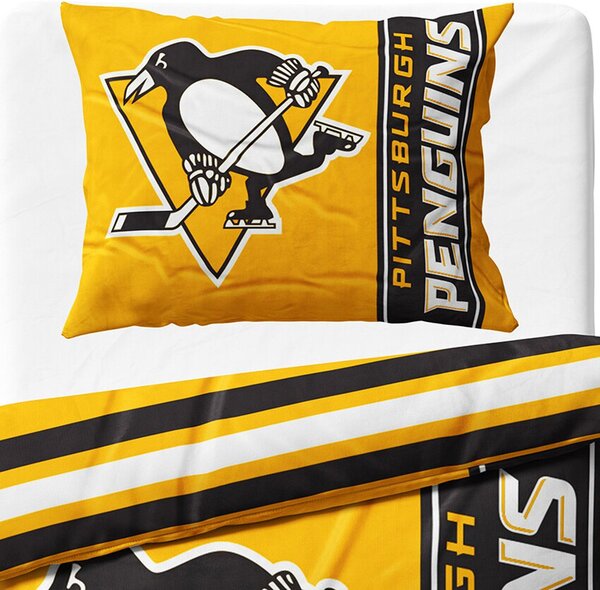 Mikroplyšové posteľné obliečky NHL Pittsburgh Penguins - 70 x 90 cm + 140 x 200 cm